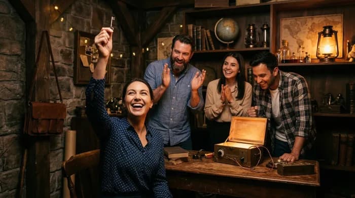 Colleagues enjoying an after work escape room session